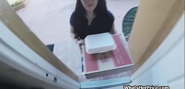 Pizza and blowjob delivery with kinky teen